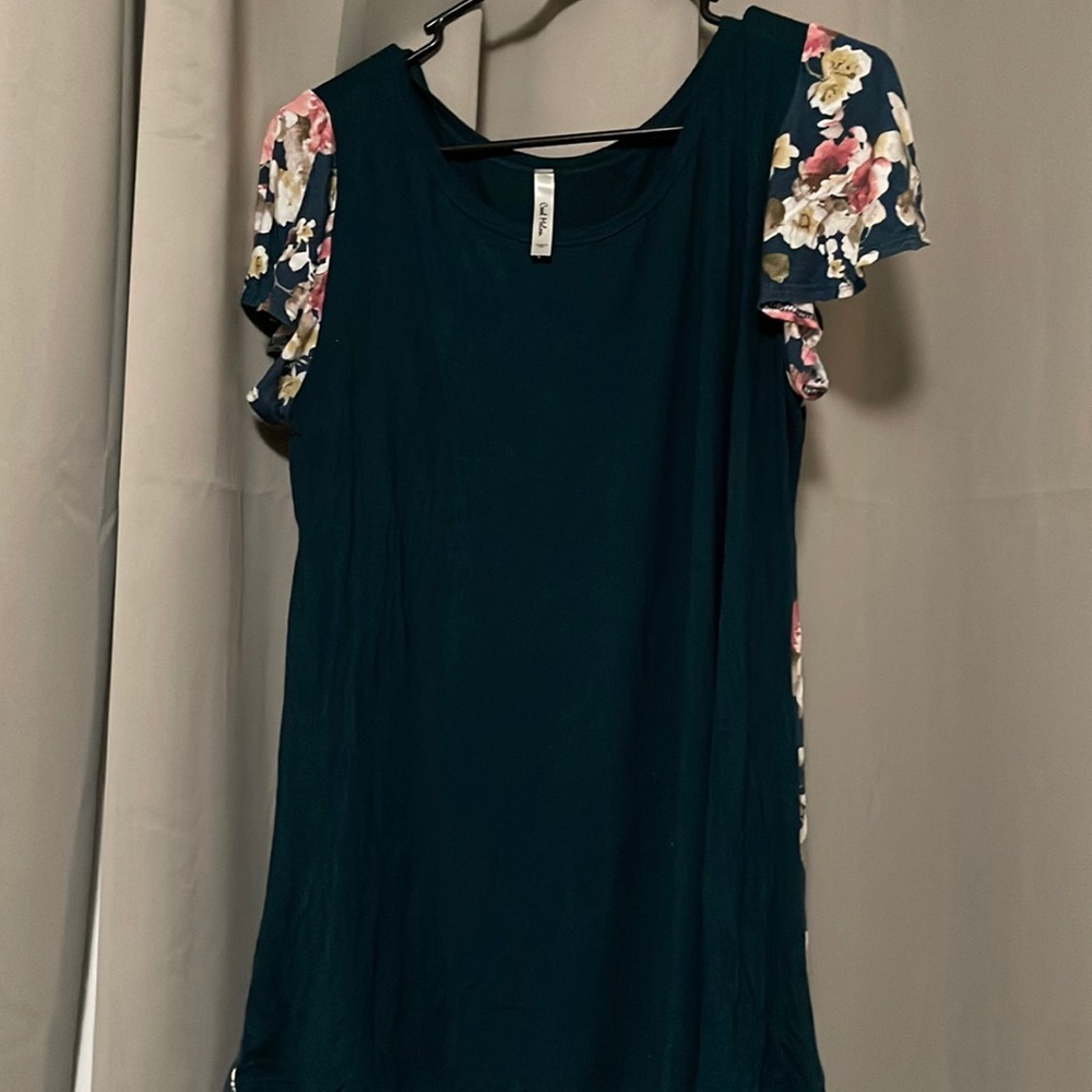 Teal floral top